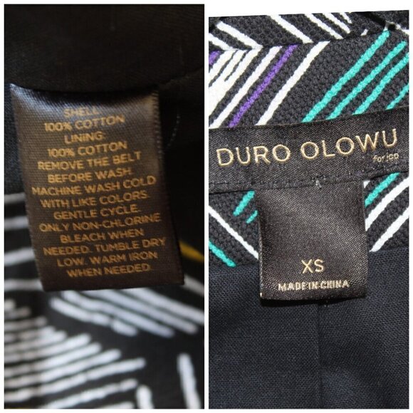 Duro Olowu Abstract Print Multicolor Women Trench Jacket XS Double Breasted - Picture 10 of 12